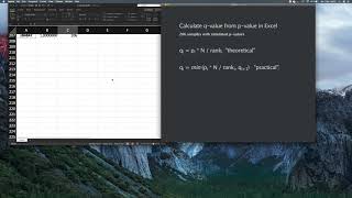 Calculate q-value from p-value in Excel [with subtitles!]