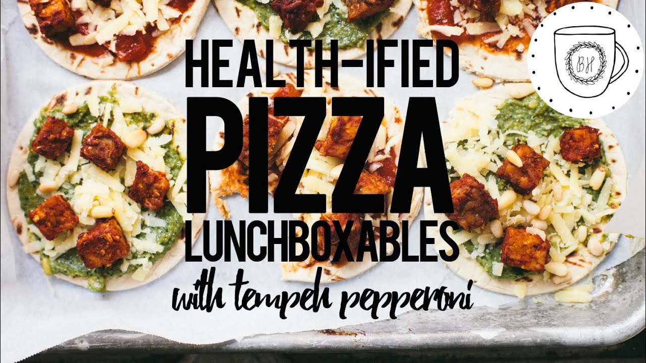 Healthified Pizza Lunchboxables with Tempeh Pepperoni Brewing