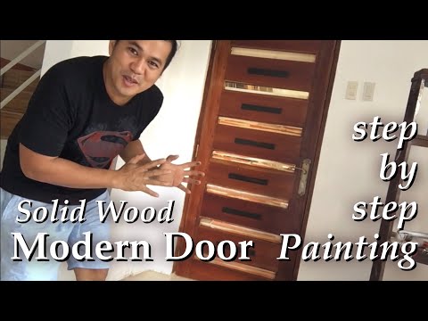 Step by step pag pintura ng pinto/Modern SolidWood Door Design/DIY Door painting/portable spray Gun/