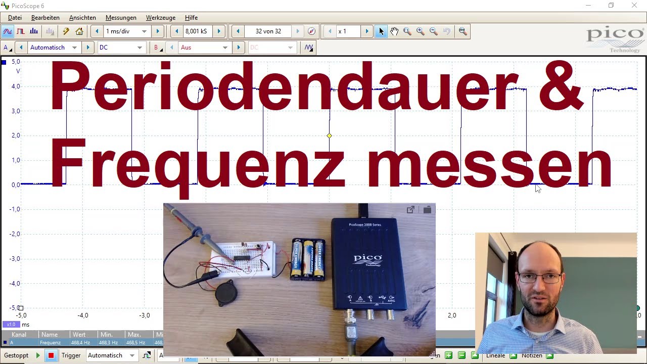 Frequenzmessung an einem Piezo-Summer mit zwei unterschiedlichen Tönen mit einem USB-Oszilloskop