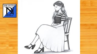 How to draw a sitting Girl on Chair || Pencil sketch for beginner || Sitting girl drawing || Drawing by Drawing Neelu 3,744 views 4 weeks ago 12 minutes, 41 seconds