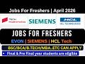 Latest Jobs for Freshers April 2026 💼 Top MNC Hiring (HCL, Siemens)