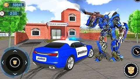 Best Robot Game 💨 US Police Robot Car Transform 💨 Flying Robot Gangster City ➡️ android gameplay