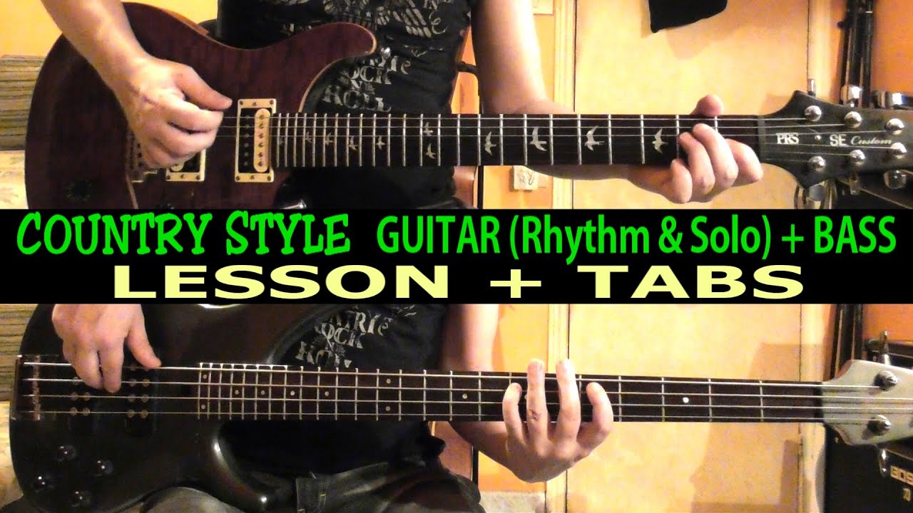 Country Guitar TABS & Bass TABS - LESSON TUTORIAL TAB - Riff + Solo ...