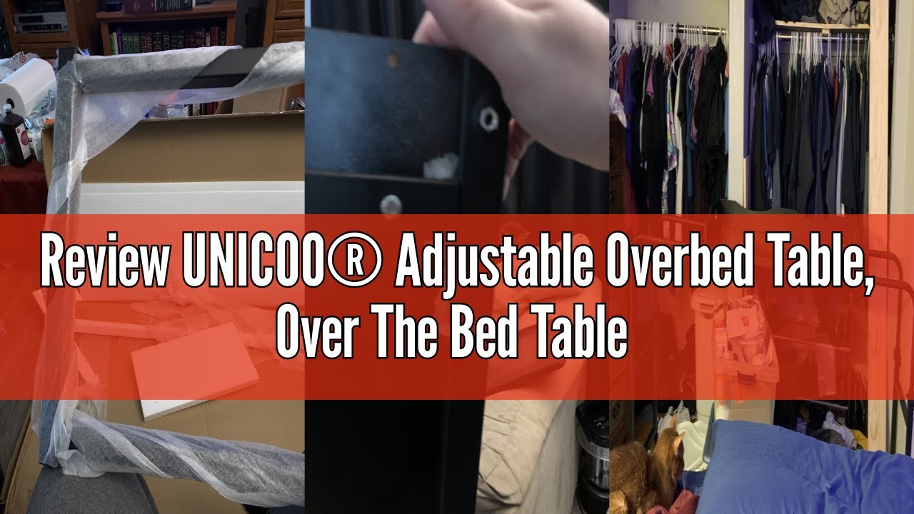 Review UNICOO® Adjustable Overbed Table, Over The Bed Table with Wheels, Medical Overbed Table with
