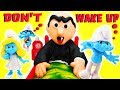 Gargamel Dont Wake Daddy Game w Smurfs Brainy, Papa Smurf, Clumsy, Smurfette! Learn Colors & Numbers