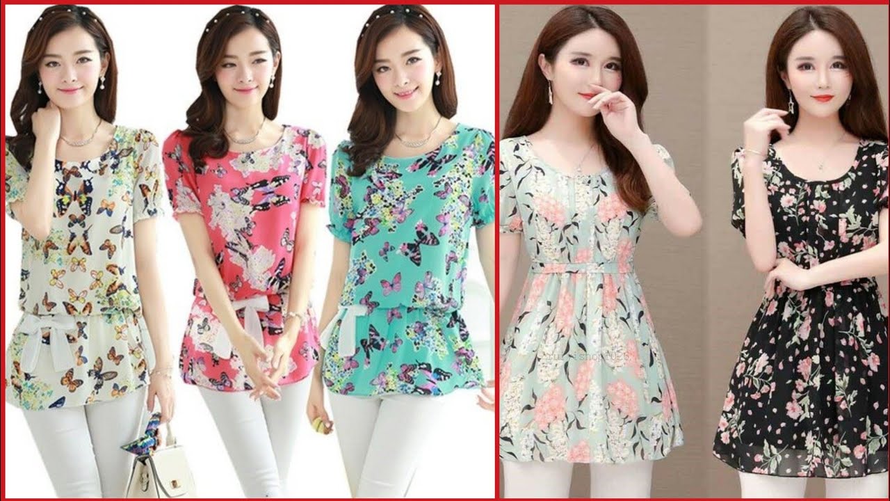 Printed chiffon tops Clearance