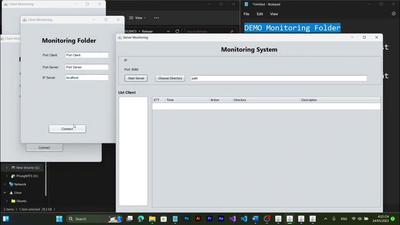 Java Networking Monitoring System Program to monitor the change of a Folder on remote