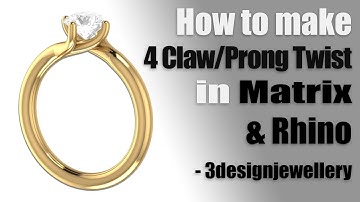 ||🔷4 Claw/Prong Twist🔷|| Matrix 9 || Rhino 3D || Tutorial