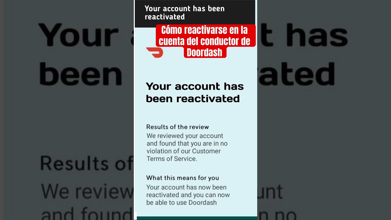 Cómo reactivarse en la cuenta del conductor de Doordash