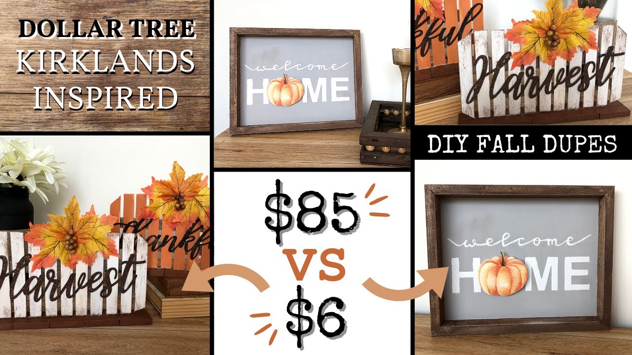 DIY DOLLAR TREE KIRKLANDS INSPIRED $1 FARMHOUSE DECOR | HIGH-END DIY FALL IDEAS | KIRKLANDS DUPES