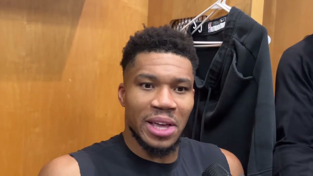 Giannis Antetokounmpo on his windmill dunk, reacts to postgame shoving vs Bulls