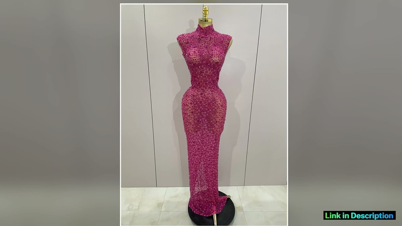 Sexy Sparkly Crystal Diamonds Mesh See Through Long Dress 2025 New Women Elegant Party Costume Sing