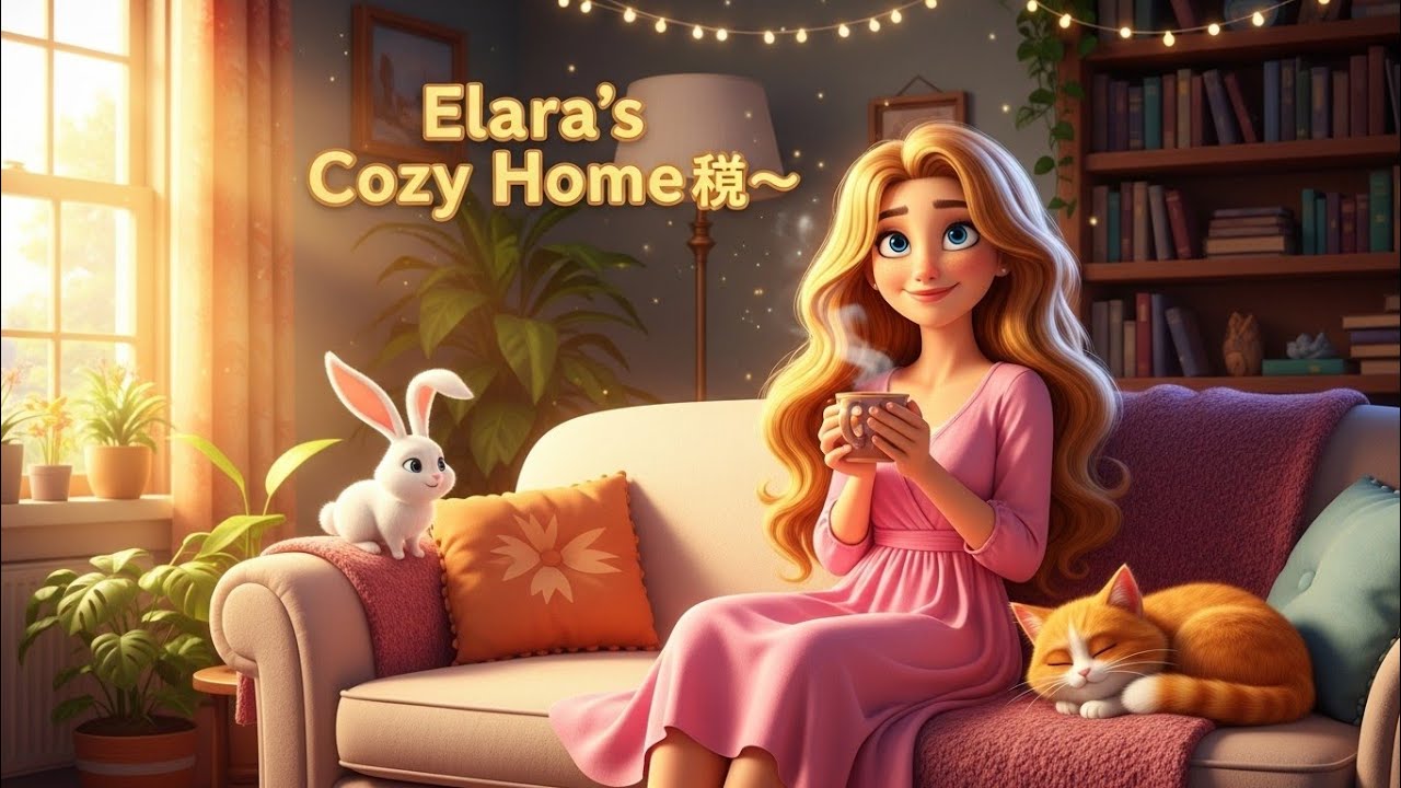Elara’s Cozy Home 🌸✨ | Pixar Style 3D Animated Story | Cat 🐱 & Rabbit 🐇 Moments .