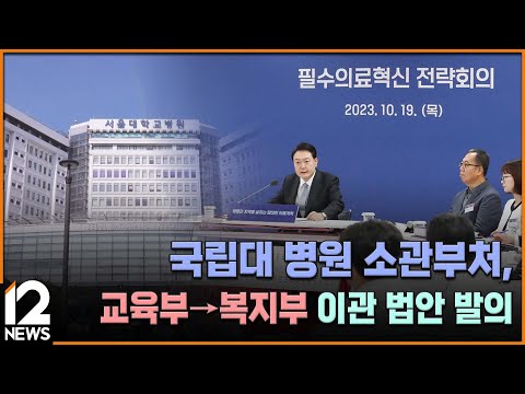 국립대 병원 소관부처, 교육부→복지부 <strong>이관</strong> 법안 발의 / EBS뉴스 2023. 12. 15