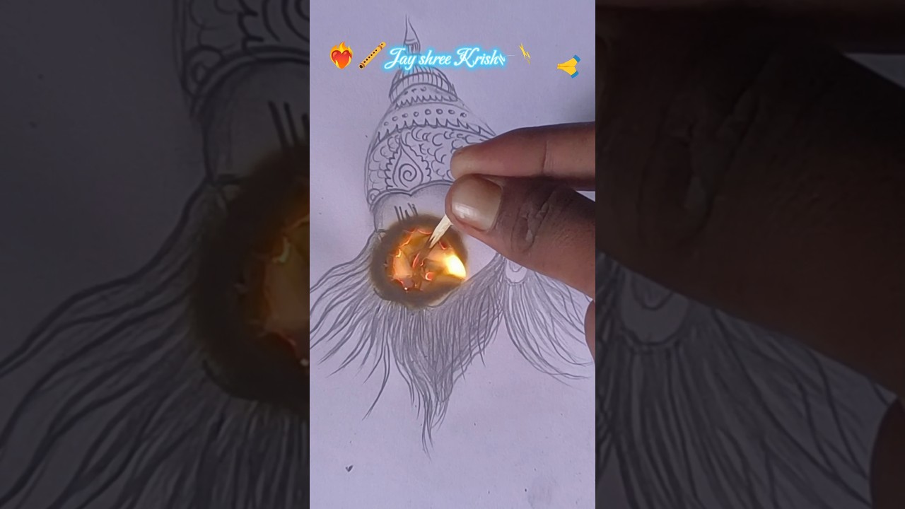 🔥 Lord Krishna Fire Art | Diwali Special Drawing 🪔 