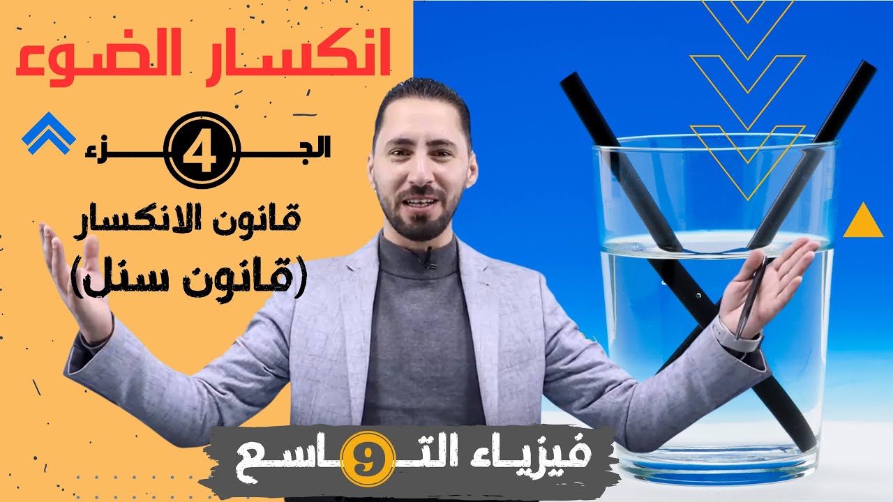 الفيزياء للصف التاسع || الدرس الاول : انكسار الضوء || الجزء 4 || قانون الانكسار ( قانون سنل )