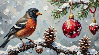 Bullfinch on Snow-Covered Pine Branch ⋆⁺₊❅.| Cozy Winter Nature Art | 4K Frame TV Art Display screenshot 5