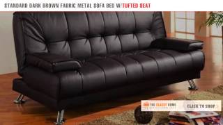 Coaster Modern Standard Dark Brown Fabric Metal Futon Sofa Bed With Tufted Seat Coaster Modern Standard Dark Brown Fabric Metal Futon Sofa Bed With Tufted Seat
