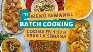 BATCH COOKING EN ESPAÑOL  Cocina en 1:30 h para la semana ‍ MENÚ SEMANAL 1/2 MARZO