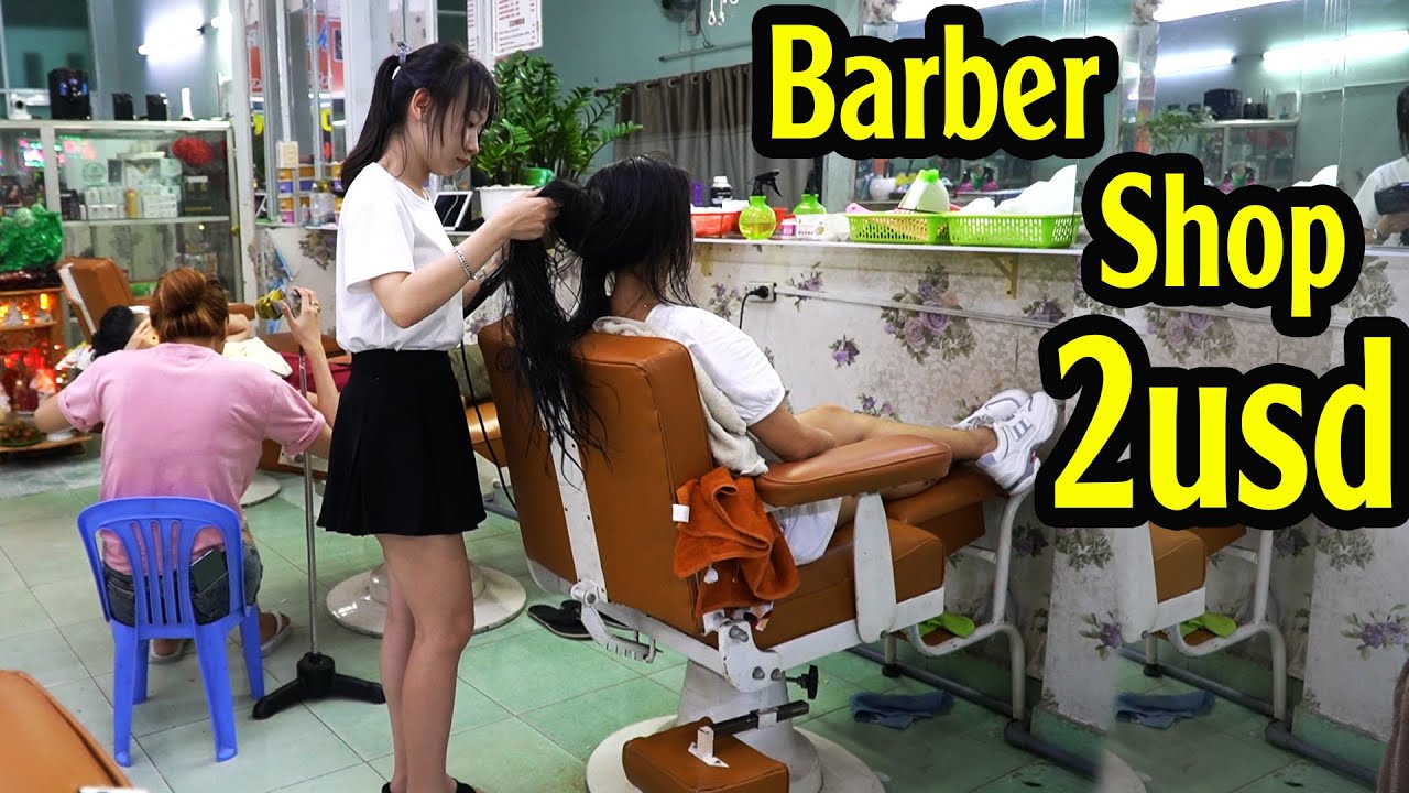 Young Girl Massage Face & Hair Wash in Barber Shop Vietnam 2020 | Street Food And Travel