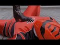 レンジャーを踏みつける 獣拳戦隊ゲキレンジャー red and blue ranger lost energy to the bad girl, sentai gekiranger