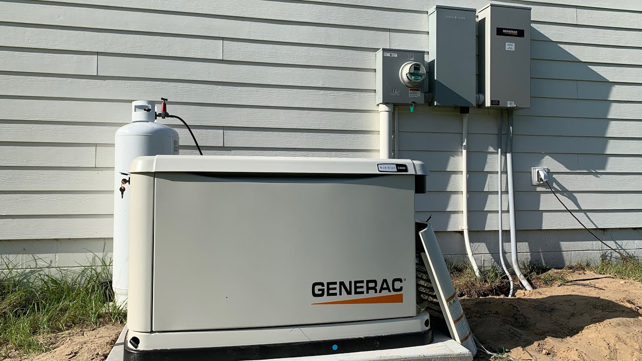 Installing our new 24kw Generac generator with electrical wiring. - YouTube