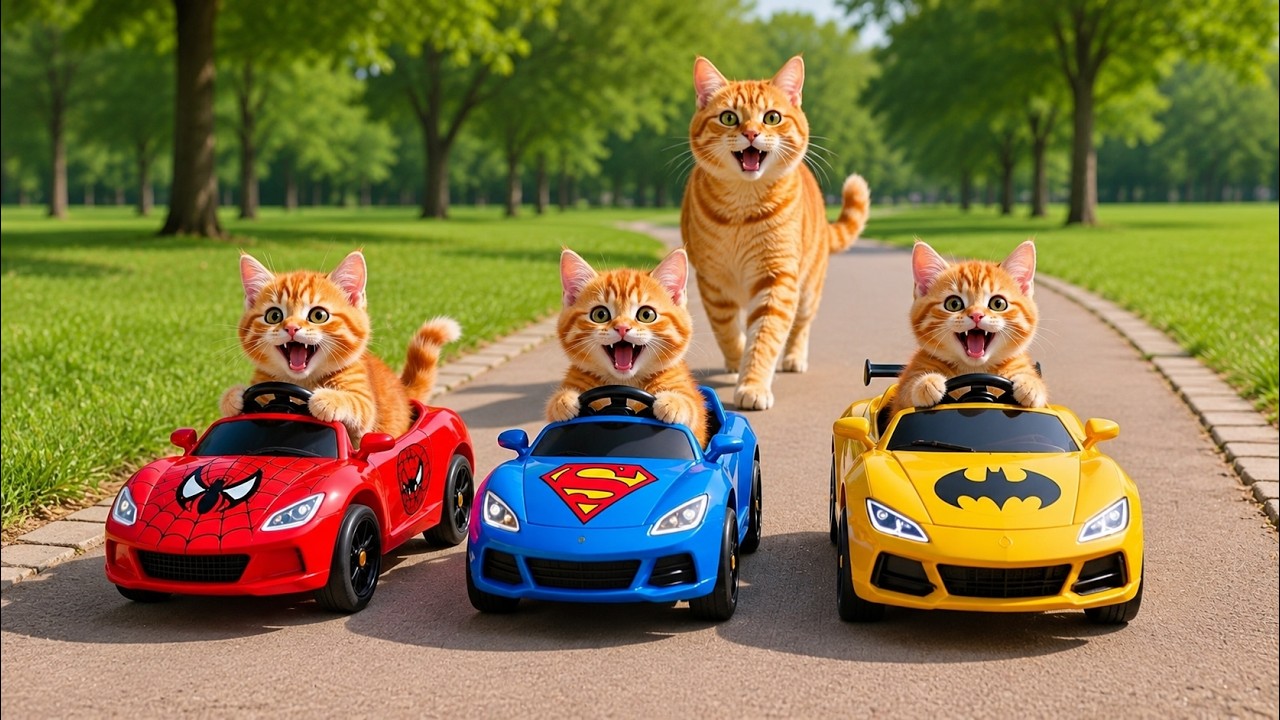 Mama Cat Trims Fur on the Farm and Makes Tiger Hat For Kittens At