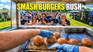 POV: Cooking Smash Burgers Alone 🍔🚚 | Evening Rush 🔥