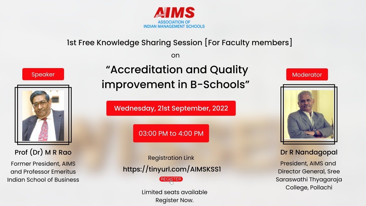 1st Knowledge Sharing Session on “Accreditation and Quality improvement ...