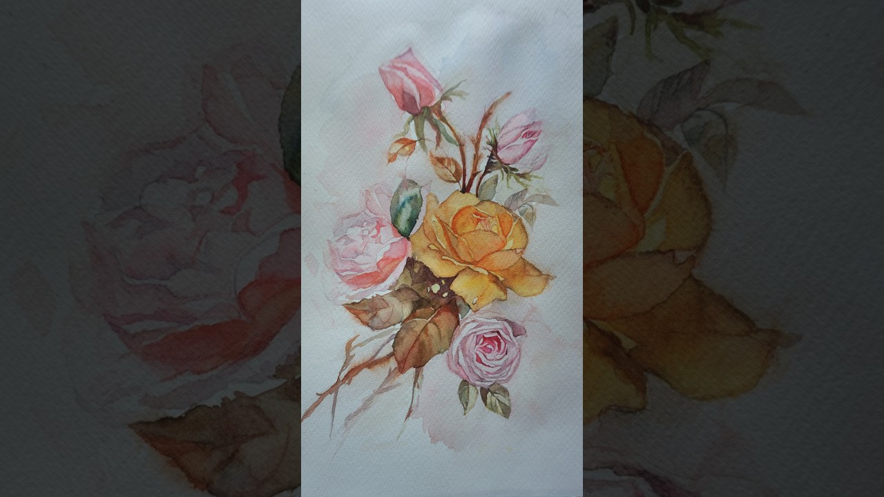 Paint with Me, Bouquet of Roses Watercolor Painting