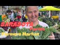 Sarasota florida saturday farmers market  vegetables  health drinks  gerold and becky  breads