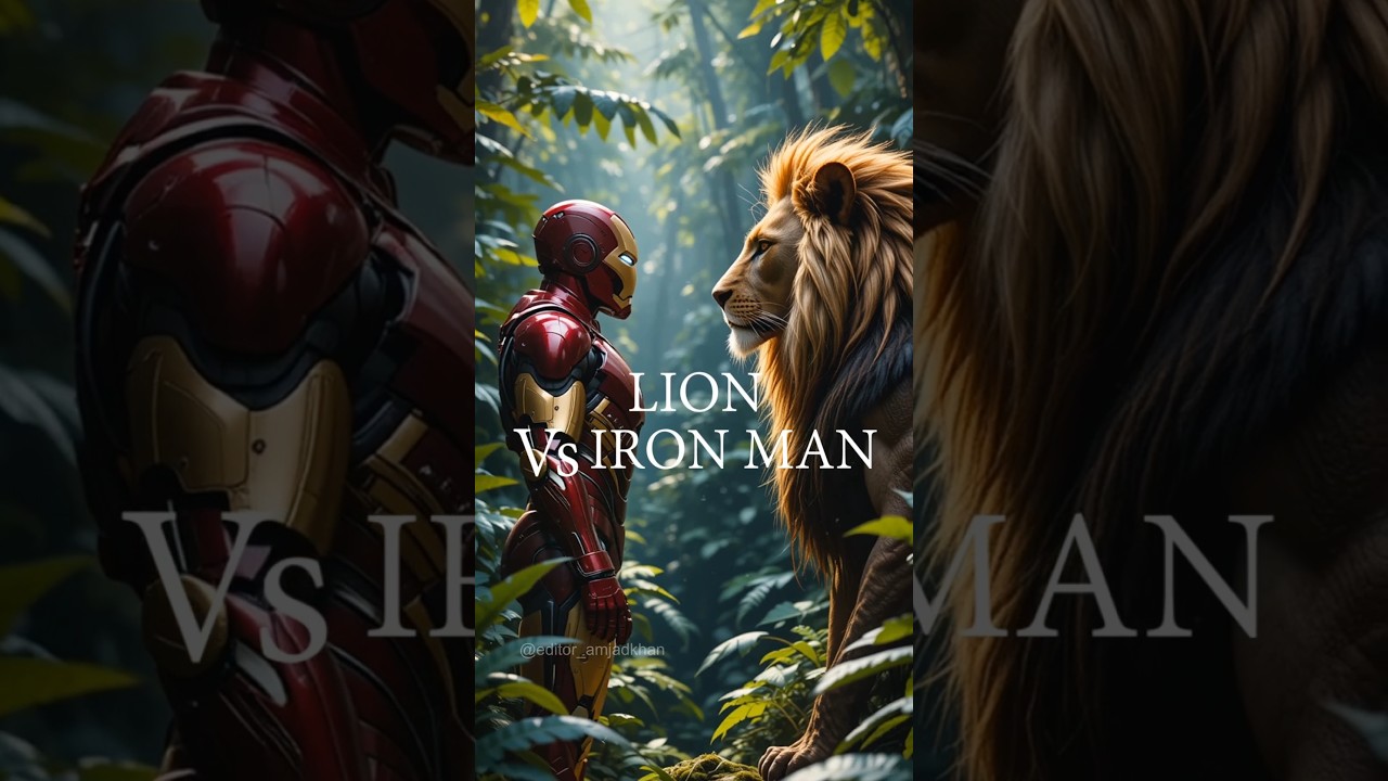 Hybrid Ideas: Iron Man Vs Lion. Mind Blowing Creatures, Marvel Avengers Fusion. Hybrid Animals 
