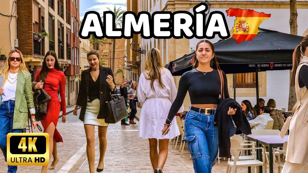 🇪🇸[4K] АЛЬМЕРИЯ, Испания - пешеходная экскурсия по самому солнечному городу Европы