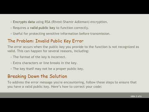Solving the openssl_public_encrypt() Error: Key Parameter is Not a Valid Public Key