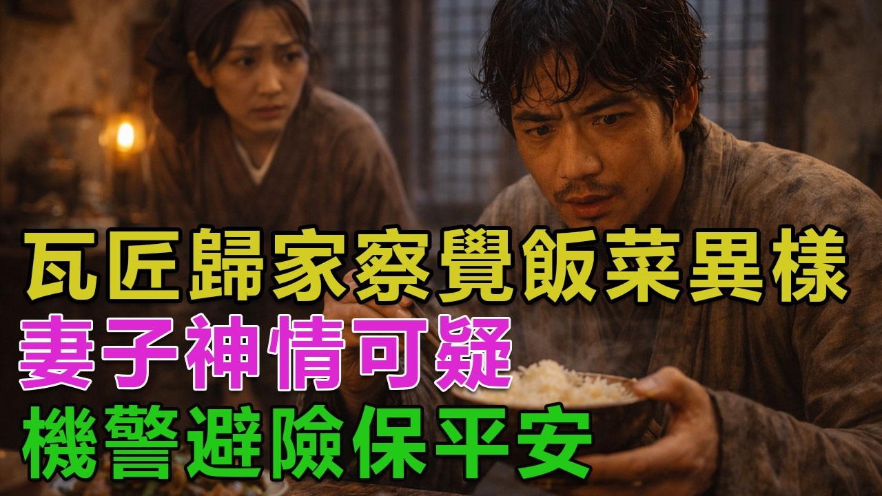 民間故事：瓦匠歸家察覺飯菜異樣，妻子神情可疑，機警避險保平安