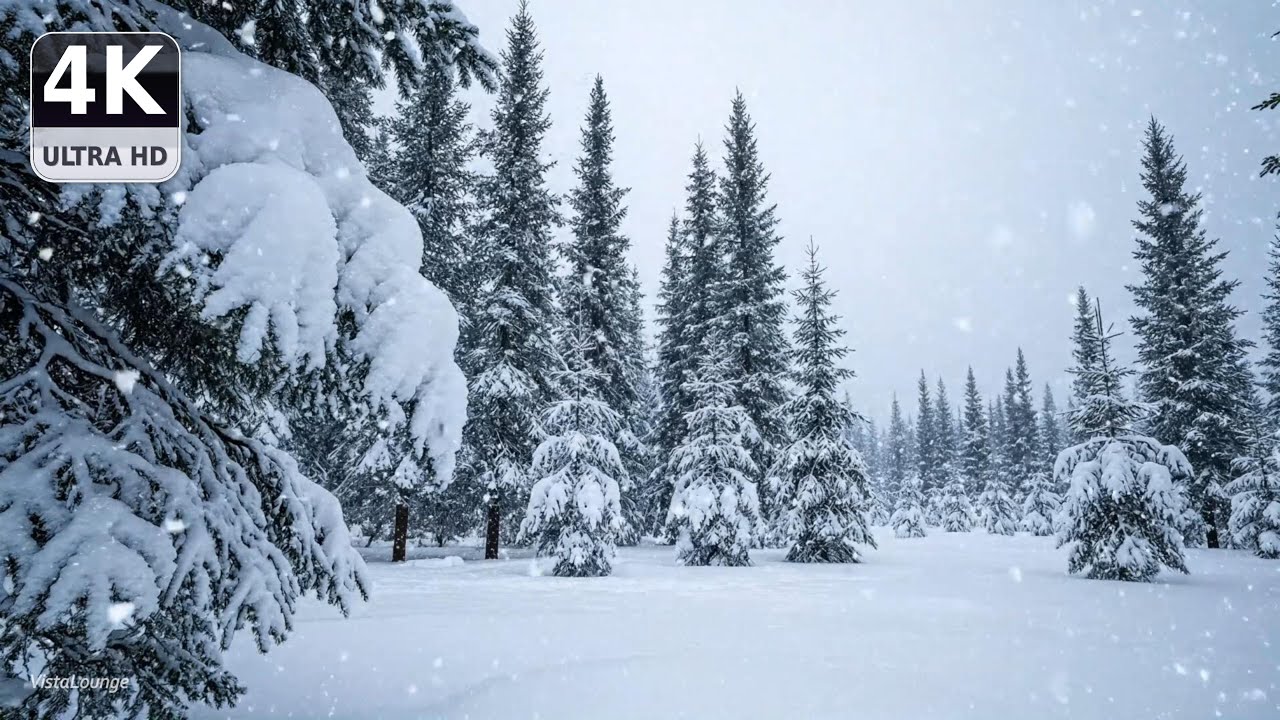 Bosque Nevado en Calma Profunda | Nieve Suave 4K (3 HORAS) | Sonido Natural, SIN Música