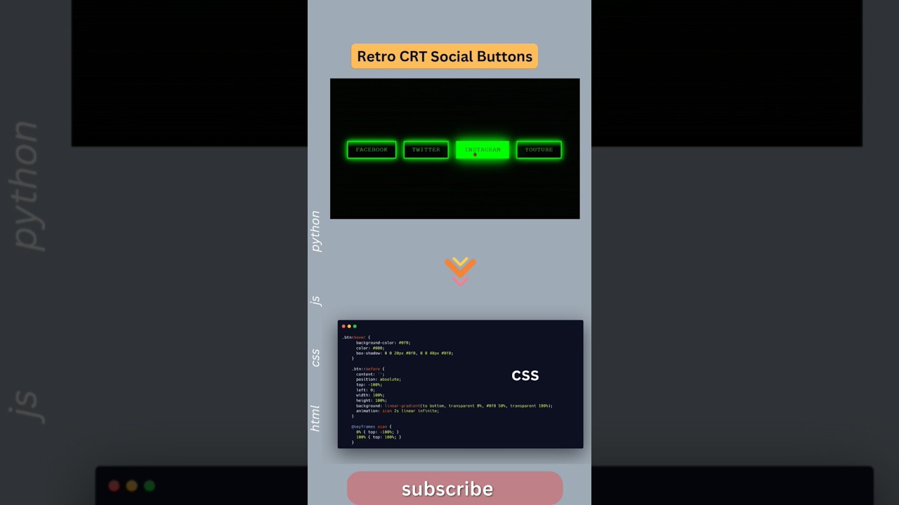 From Pixels to Perfection – Retro CRT Social Buttons in 60 Seconds!