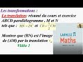 Les Transformations 1 La Translation Résumé Du Cours TCS 