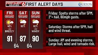 FIRST ALERT 6 WEATHER DAY: Severe Threat Friday, Saturday, and Sunday | Hail, Wind, Tornado Risk