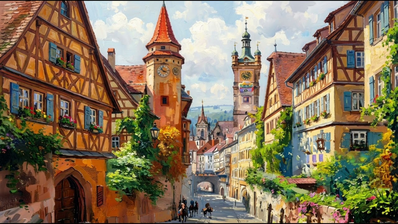 Sunlit Afternoon in a Peaceful Fantasy Village | Warm Violin Playlist