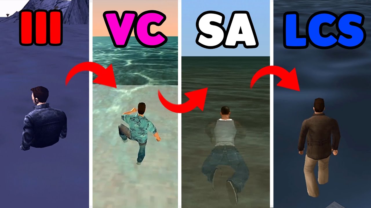 Evolution of SWIMMING in GTA Mobile Games | ( III, VC, SA, LCS )