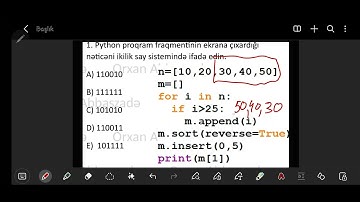 PYTHON SADƏ SUAL NÜMUNƏSİ #sertifikasiya #abituriyent #miq