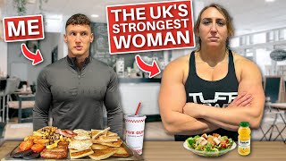 I swapped diets with the UK’S STRONGEST WOMAN! *7,000 CALORIES*