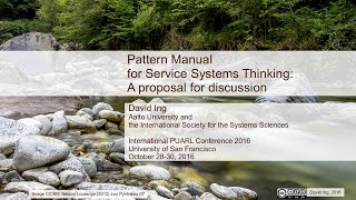Pattern Manual for Service Systems Thinking 2016/10/29 PUARL