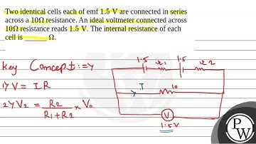 Two identical cells each of emf \(1.5 \mathrm{~V}\) are connected in series across a \(10 \Omega....