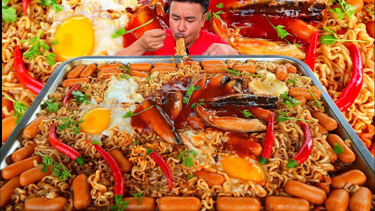 มาม่าหม่าล่าปลากระป๋องไส้กรอก CP#mukbang 