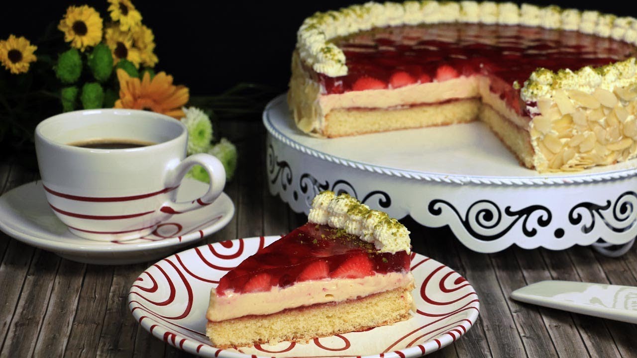 Einfache Erdbeertorte mit Vanillecreme - ohne Gelatine - für Anfänger ...