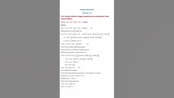Convert Volterra integral equation to an equivalent initial value problem #math #class #integral eqn