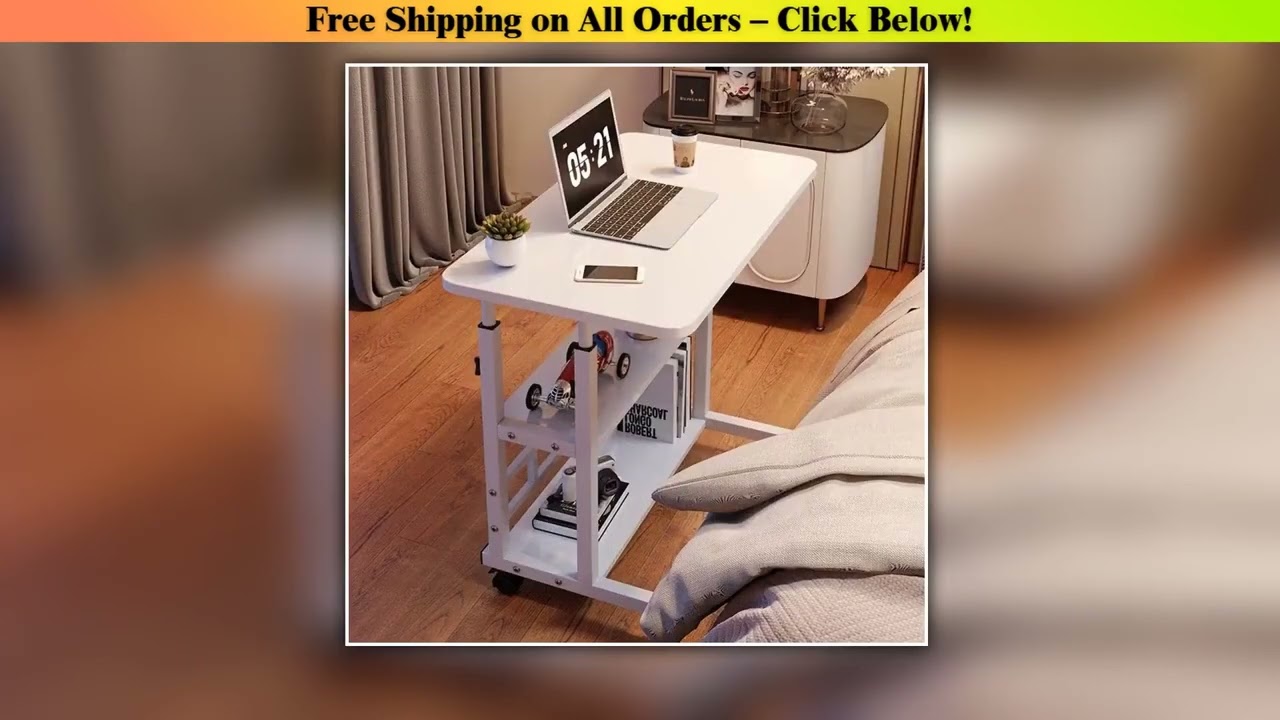 Swivel Wheel Home Desk Height Adjustable Bedside Table with Rolling Wheels Mobile Laptop Standing